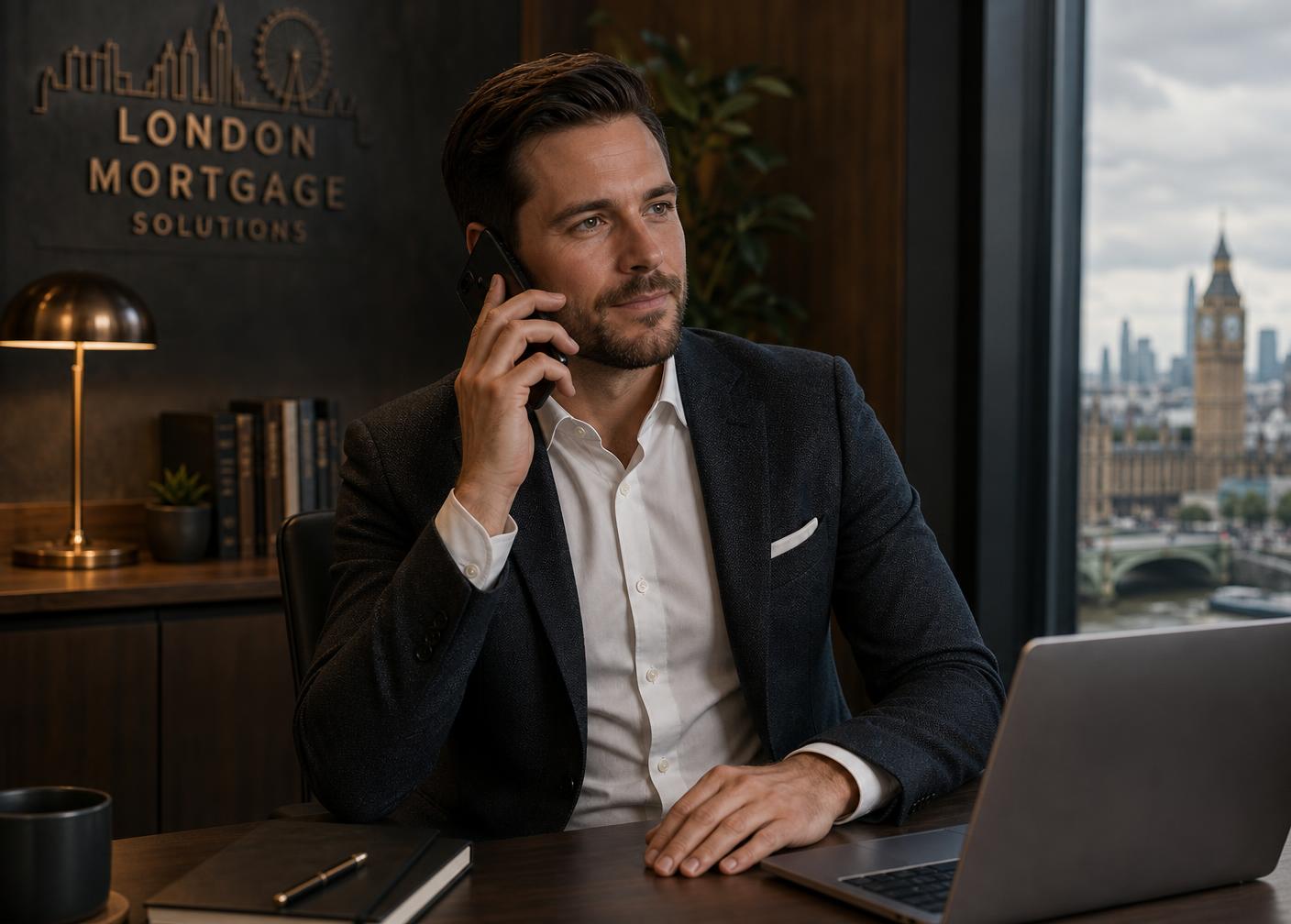 A mortgage broker on the phone to a qualified enquiry
